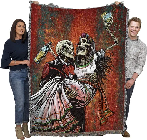 Miniatura 13 de Pure Country Weavers David Lozeau - Manta con diseño de esqueleto de pájaros de plumas, manta tejida de algodón, hecha en los Estados Unidos