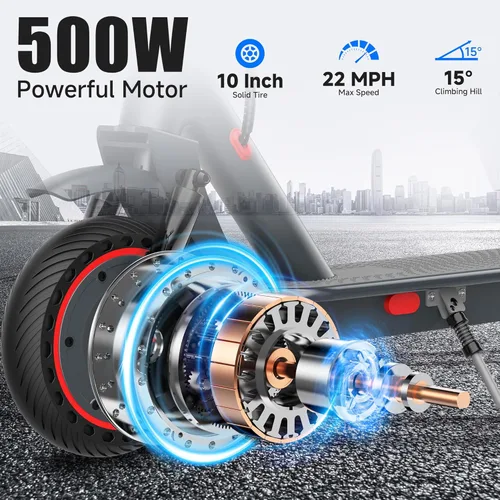 Miniatura 2 de Electric Scooter, Electric Scooter for Adults, 350W/500W Motor, 19 Mph Speed, 15/25 Miles Ranges, 8.5"/10" Solid Tire, Folding E-Scooter Adult rojo