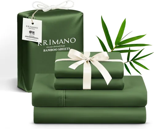 Miniatura 13 de Juego de sábanas tamaño King, sábanas de viscosa de bambú para cama, juego de 4 piezas, 100% viscosa derivada de bambú, lujo sedoso y refrescante