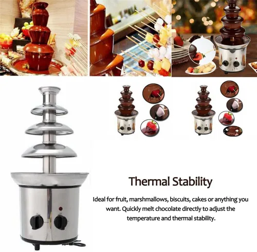 Fuente de fondue de chocolate de 4 niveles, máquina calentadora de chocolate de acero inoxidable para chocolate y mantequilla de caramelo, capacidad