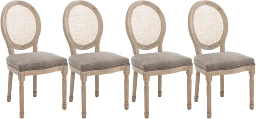 Miniatura 17 de Kmax Sillas de comedor estilo granja, patas de madera marrón, elegantes sillas de cocina copetudas, sillas de dormitorio francesas desgastadas