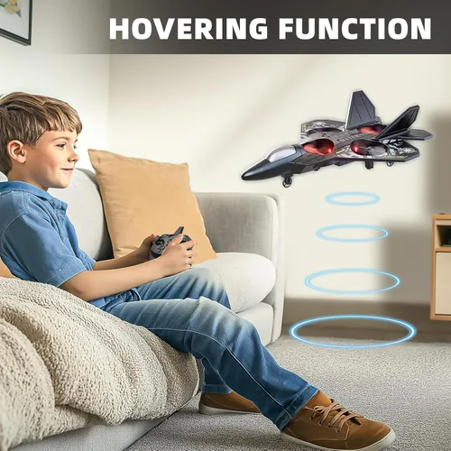 Miniatura 7 de Avión de control remoto de espuma MSKOLER para niños de 8 a 12 años, avión RC de 2.4 GHz con luces coloridas, volteretas de 360° y giros Gris