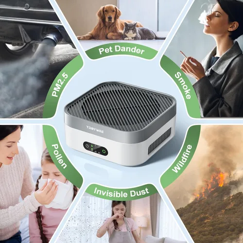 Miniatura 4 de Purificador de aire H13 True HEPA para mascotas, paquete de 2 unidades para dormitorio de hasta 1200 pies cuadrados, purificador de aire True HEPA