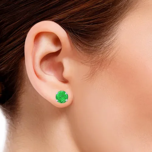 Miniatura 3 de Aretes de esmeralda de peso total de 12-10 quilates, 4 puntas de empuje hacia atrás