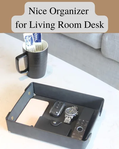 Miniatura 9 de CASIRENA Bandeja organizadora de cuero sintético para regalo del día del padre para hombres, bandeja para llaves de mesa de entrada, cartera, reloj