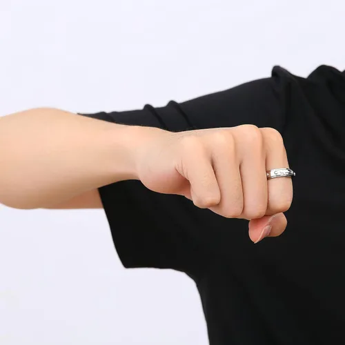 Miniatura 4 de Anillo giratorio de 0.236 pulgadas para aliviar la ansiedad con cuentas de rosario Cruz Señor oración platanegroorooro rosa anillo de acero
