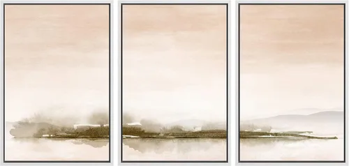 Miniatura 130 de SIGNWIN Lienzo enmarcado para pared, juego de arte tranquilo con reflejo de lago, acuarela, montaña y agua, ilustraciones modernas, arte abstracto