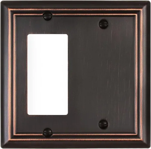 Miniatura 22 de Cubiertas de Enchufe Decorador Doble, Placas de Pared de Bronce Envejecido para Interruptor de Regulador, Enchufe GFCI y Receptáculo, Placas