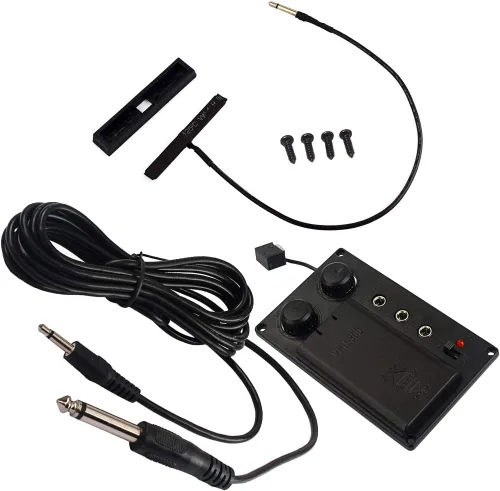 Alnicov Negro eléctrico violín silencioso EQ Pickup Piezo con enchufe agujero cable violín traje cuerdas instrumentos piezas