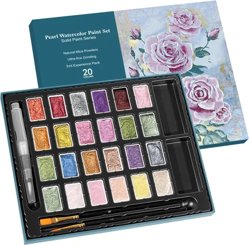 Miniatura 19 de CraftyManor Mini Juego de Pintura de Acuarela Cambiante de Silvicultura, 40 Pinturas de Acuarela Cambiantes de Color, Pinturas de Acuarela Metálicas