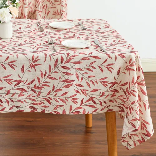 Miniatura 15 de VOGOL Mantel rectangular de lino lavable, resistente a las manchas y a las arrugas, estampado floral y de pájaros, mesa decorativa para mesa