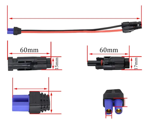 Miniatura 3 de Cable 10AWG MC-4 a EC-5 Adaptador de panel solar a cable de alimentación EC5 hembra, cable de carga EC5 a batería de litio para batería