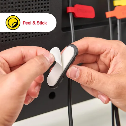 Miniatura 6 de Clips de cable Wrap-It Storage - (Surtido de 28 unidades) Negro - Organizador de cables para escritorio y mesita de noche para teléfono y mesa