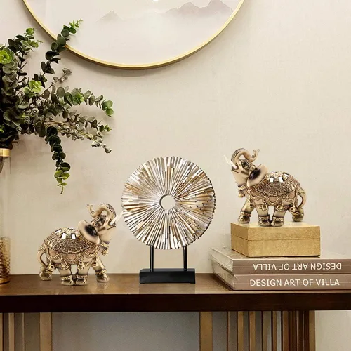 Miniatura 2 de Estatua de elefante dorado 5.5 Feng Shui, elefante tailandés con tronco hacia arriba, escultura coleccionable, decoración de riqueza para el hogar