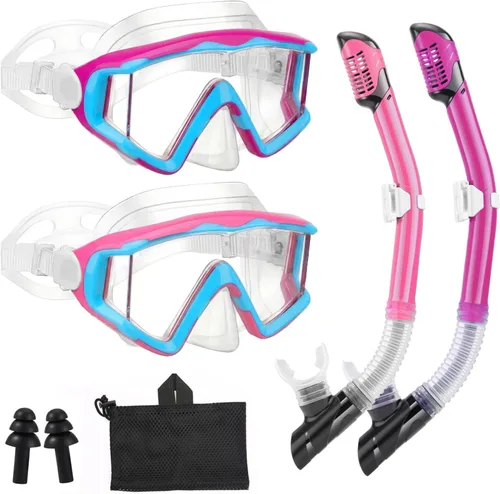 Miniatura 12 de Equipo de esnórquel para adultos, jóvenes y niños, juego de máscara de esnórquel, máscara de buceo, gafas de natación, máscara de buceo, a prueba