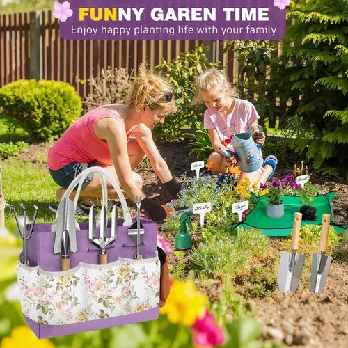 Miniatura 6 de Juego de 22 piezas de herramientas de jardín para mujeres, kit de herramientas de mano de jardín resistente, regalos para mamá jardinera, accesorios