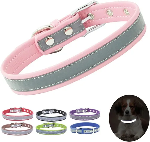 Miniatura 10 de High Bright - Collar reflectante de piel sintética para cachorros, de piel sintética con reflejo de seguridad, collares reflectantes para mascotas
