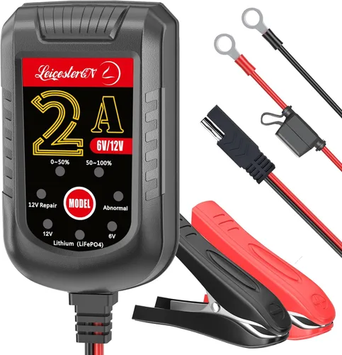 Cargador de batería de goteo de 2A, mantenedor automático, 6V 12V, cargador flotante inteligente para automóvil, coche, motocicleta, cortacésped,