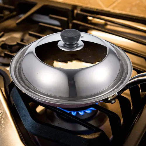 Miniatura 2 de YARNOW Cubierta de olla visible de 11 pulgadas con perilla y tapa de vidrio transparente para cocinar sartén y wok accesorio de utensilios de cocina