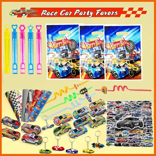 Miniatura 2 de CZWXOXO 122 piezas de regalos de fiesta de coches de carreras suministros de fiesta de cumpleaños para recompensas de aula, decoraciones