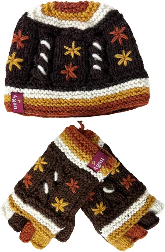 Miniatura 3 de Agan Traders 1418 - Gorro de lana de cordero cálida del Himalaya para mujer, con forro polar, manoplas sin dedos o manoplas plegables Nepal