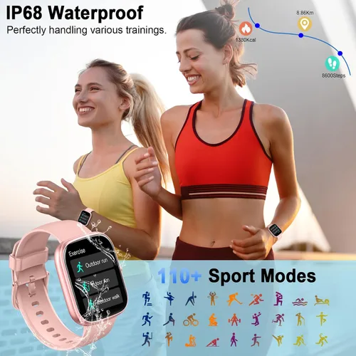 Miniatura 7 de Reloj inteligente para mujer (respuesta/hacer llamadas), reloj inteligente HD de 1.91 pulgadas con frecuencia cardíaca, monitor de sueño, podómetro