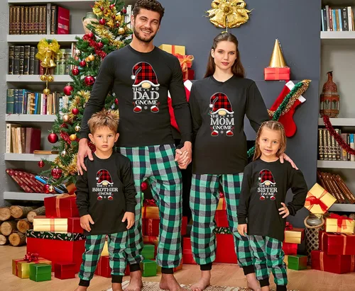 Miniatura 3 de Camisa de manga larga con diseño de gnomo de Navidad, mamá, papá, hermana, hermano, gnomo