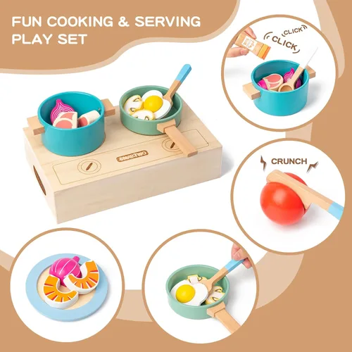 Miniatura 2 de Juguetes de madera para niños pequeños, juego de corte para hornear para niños, juego de simulación de panadería de cocina para niños, regalo