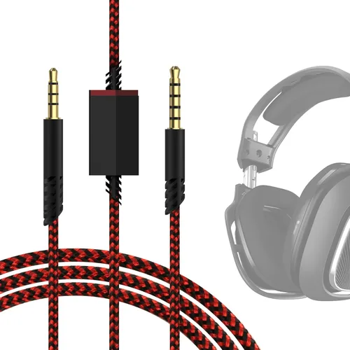 GEEKRIA Cable de audio para juegos compatible con Astro A40 tr, A40, A30, A10 Gen 2, cable estéreo auxiliar de repuesto de 0.138 in con control de