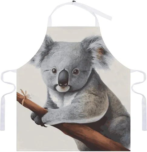 Miniatura 7 de Personalized Koala And Butterfly Adult Apron, Kitchen Cooking Aprons for Woman Man, Adjustable Bib Apron with Pocket for Baking, BBQ Crafting
