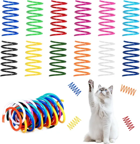 60 piezas de 12 colores para gatos, resortes en espiral para gatos de interior, juguetes de gatitos, bobina de plástico para matar, morder, cazar