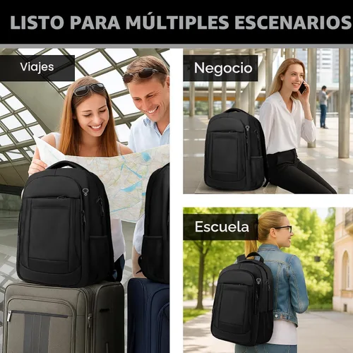 Miniatura 7 de Mochila grande de viaje para laptop de 17 pulgadas, mochila de laptop aprobada por aerolíneas, mochila antirrobo para negocios, delgada
