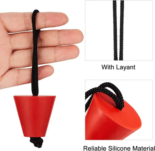 Miniatura 3 de Sumind Kit de tapones universales de silicona para botín de kayak de 1.57 pulgadas, 8 piezas, orificios de drenaje, tapón con cordón para sentarse