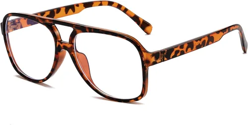 Miniatura 9 de Gafas de aviador retro con luz azul para mujeres y hombres de los años 70, gafas de piloto con marco de gran tamaño, antifatiga ocular