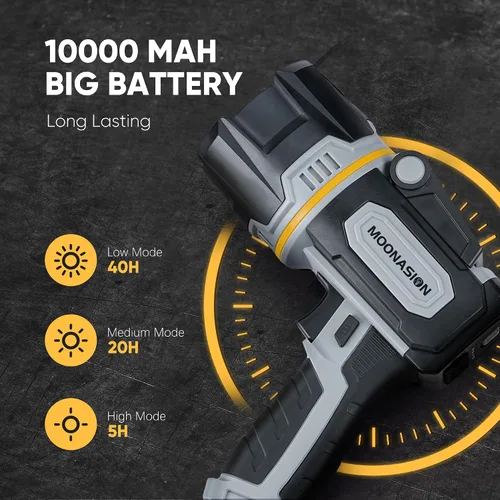 Miniatura 3 de Foco Recargable de 100000 Lúmenes, Linterna de Foco LED Superbrillante con Luz COB y Soporte Plegable, Foco de Mano Grande de Larga Duración