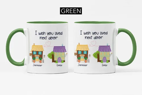 Miniatura 7 de Taza de viaje con nombres personalizados de larga distancia con texto en inglés "I Wish You Lived Next Door, Next to me, Besties Friends