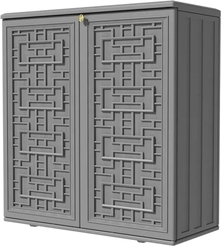 KINYING Armario de almacenamiento para exteriores, impermeable, caja de cubierta de resina de 62 galones para cojines de muebles de patio, Gris