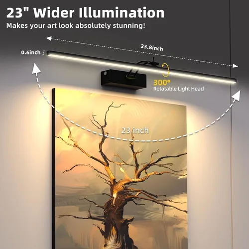 Miniatura 5 de Paquete de 4 luces para cuadros de pared, iluminación de arte de 23 pulgadas para pinturas inalámbricas, batería recargable de 6400mAh operada por
