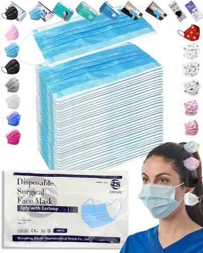 Miniatura 2 de Disposable Face Masks Blue/Black/White/Pink/Pattern for General Use & Medical Grade Astm Level 2 (Group 004)