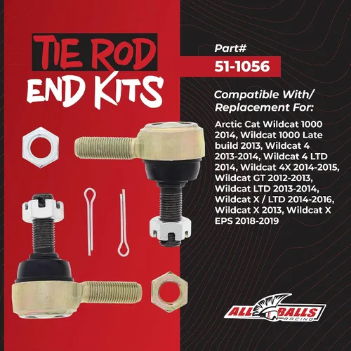 Miniatura 2 de All Balls Racing 51-1056 Kit de extremo de barra de acoplamiento compatible con/repuesto para Arctic Cat Wildcat 1000 2014