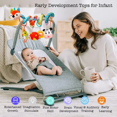Miniatura 7 de Juguetes de asiento de automóvil para bebés, juguetes de peluche en espiral para bebés de 0 a 6 meses, cochecito colgante de juguete, regalo