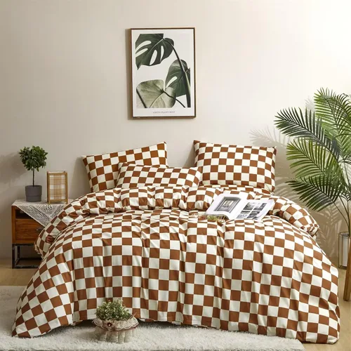 Miniatura 10 de Houseri Juego de funda de edredón de tamaño individual a cuadros azul claro y blanco para niños, juego de cama azul bebé para niños y niñas, juego