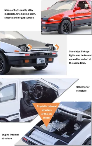 Miniatura 4 de Tianmei 1:32 Initial D Trueno AE86 - Modelo de automóvil de aleación fundida a presión, juguetes de metal para niños y adornos de colección