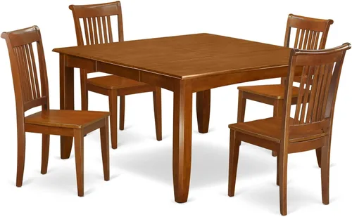 Miniatura 6 de East West Furniture PFPO5-SBR-C - Juego de mesa de cocina de 5 piezas para 4 personas, incluye una mesa de comedor cuadrada con hojas de mariposa