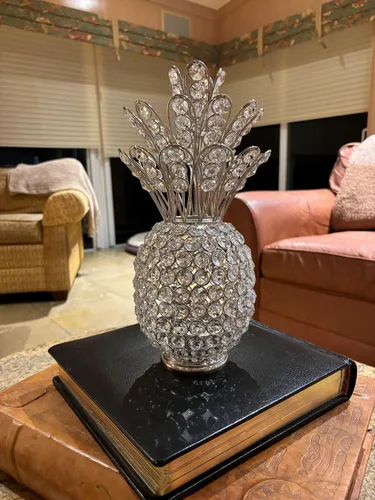 Miniatura 4 de Modern Day Accents Escultura de piña de plata de cristal, transparente