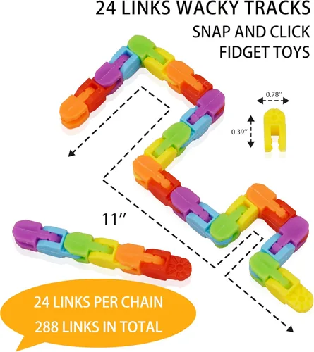 Miniatura 4 de Paquete de 12 Pistas Locas - Juguetes Fidget de Clic a Presión de Color Arcoíris para Niños y Adultos, TDAH, Sensorial de Dedos, Autismo, Alivio