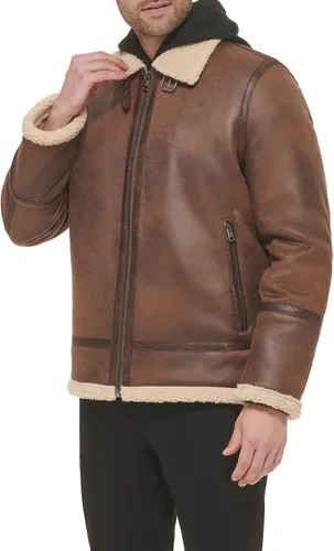 Miniatura 3 de Calvin Klein Chaqueta de piel sintética para hombre - Chaqueta bomber con forro de oveja