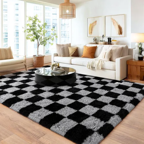 Miniatura 104 de Alfombras de área de 8x10 para sala de estar, alfombra shaggy grande ultra suave y esponjosa para dormitorio, alfombras de felpa mullida Blanco crema