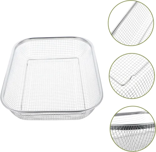 Miniatura 9 de BESPORTBLE Colador de cuenco de lavado, 2 unidades, cesta de drenaje, cesta de filtro de acero inoxidable, colador portátil de metal para alimentos