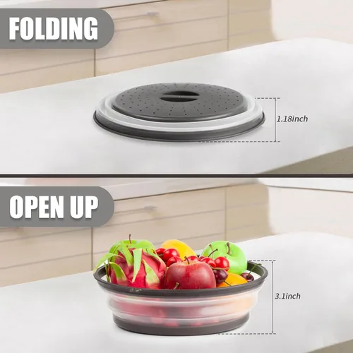 Miniatura 6 de Tapa para microondas con alfombrilla de silicona – Plegable, con ventilación, reutilizable, protector de alimentos y cubierta para platos